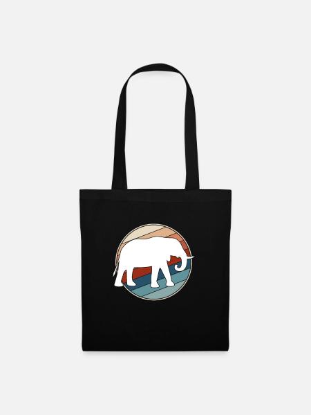 Elefant retro - Stoffbeutel - Schwarz