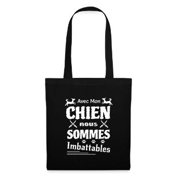 Avec mon chien nous sommes imbattables - Sac en tissu - noir - Devant