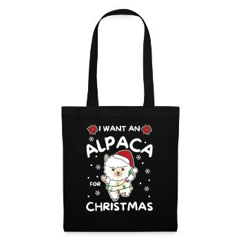 Je veux un alpaga pour Noël alpagas mignons - Sac en tissu - noir - Devant