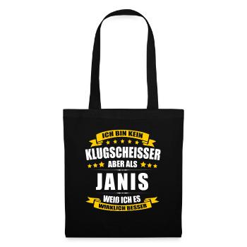 Name Janis Vorname Klugscheisser Namenstag - Stoffbeutel - Schwarz - Vorne