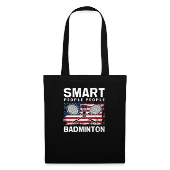 Badmintonspieler Smart People Amerikanische Flagge - Stoffbeutel - Schwarz - Vorne