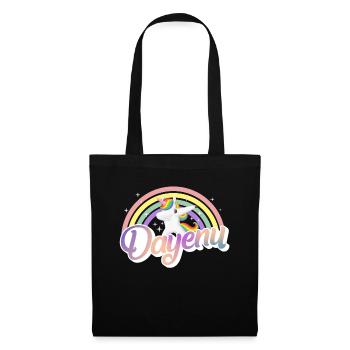 Chemise Dayenu, t-shirt de licorne rain-en-ciel, - Sac en tissu - noir - Devant