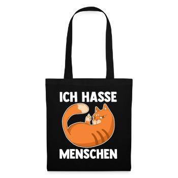 Ich Hasse Menschen Katze - Stoffbeutel - Schwarz - Vorne