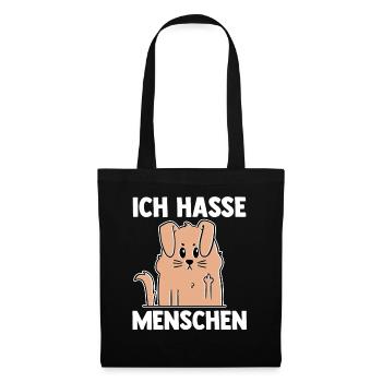 Ich Hasse Menschen Hund - Stoffbeutel - Schwarz - Vorne