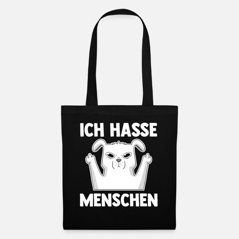 Hund Ich Hasse Menschen - Stoffbeutel - Schwarz