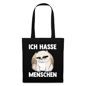 Ich Hasse Menschen Katze - Stoffbeutel - Schwarz - Vorne