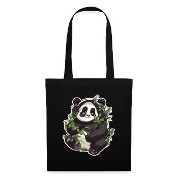 Panda Pandas Panda Baby Panda Tier Tiere - Stoffbeutel - Schwarz - Vorne