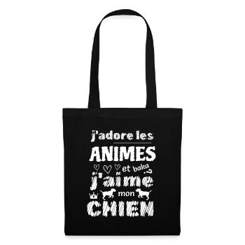 J'adore les animes et j'aime mon chien - Sac en tissu - noir - Devant