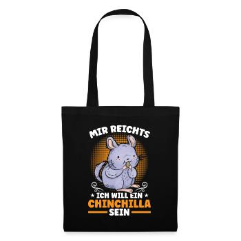 Will ein Chinchilla sein Nagetier Wollmaus - Stoffbeutel - Schwarz - Vorne