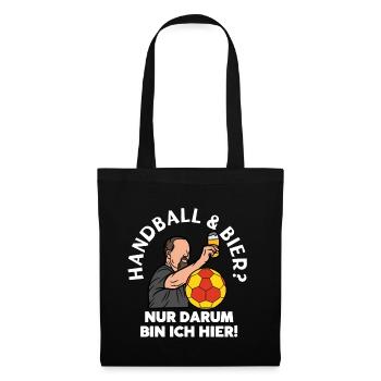 Stolzer Handball Papa Bier lustiges Geschenk Vater - Stoffbeutel - Schwarz - Vorne