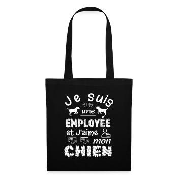Je suis une employée et j'aime mon chien - Sac en tissu - noir - Devant
