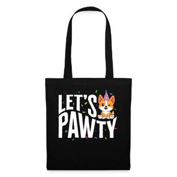Corgi Shirt, Let's Pawty Cute Corgi Tee, Birthday - Tote Bag - black - Front