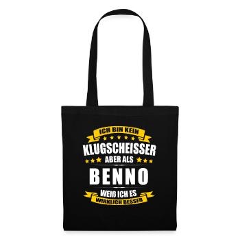 Name Benno Vorname Klugscheisser Namenstag - Stoffbeutel - Schwarz - Vorne