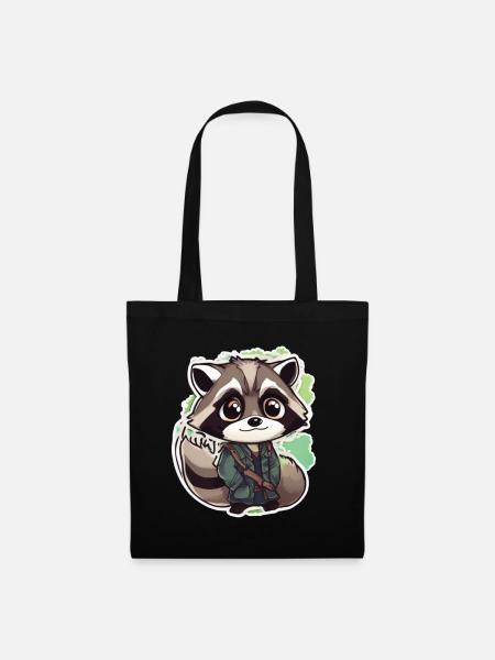 Waschbär - Stoffbeutel - Schwarz