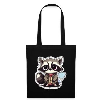 Waschbär - Stoffbeutel - Schwarz - Vorne