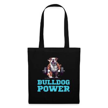 Bulldog Power Fitness Hund Bulldogge Gym - Stoffbeutel - Schwarz - Vorne