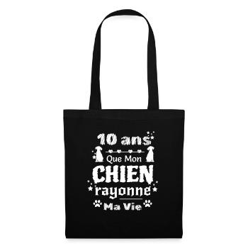 10 ans que mon chien rayonne ma vie - Sac en tissu - noir - Devant