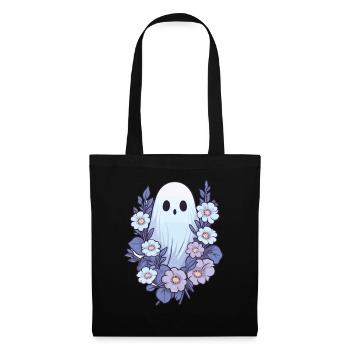 Halloween groovy Geist Hippie Blumen Vintage - Stoffbeutel - Schwarz - Vorne