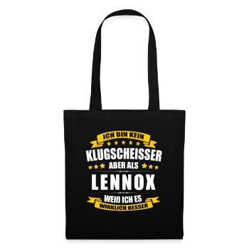 Name Lennox Vorname Klugscheisser Namenstag - Stoffbeutel - Schwarz - Vorne