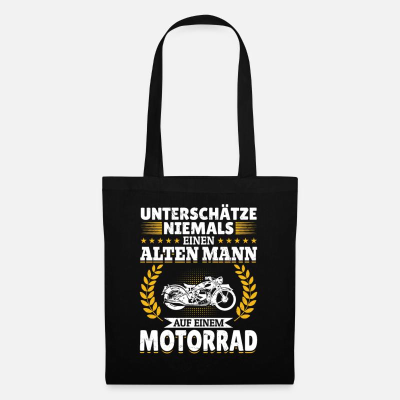 Unterschätze niemals einen Mann auf einem Motorrad - Stoffbeutel - Schwarz