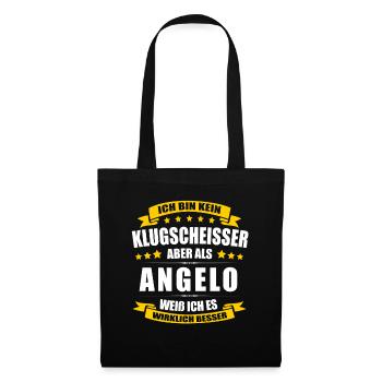 Name Angelo Vorname Klugscheisser Namenstag - Stoffbeutel - Schwarz - Vorne