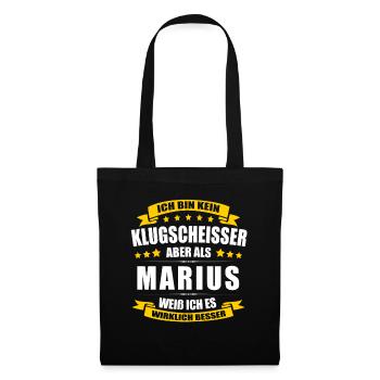 Name Marius Vorname Klugscheisser Namenstag - Stoffbeutel - Schwarz - Vorne