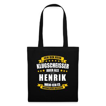 Name Henrik Vorname Klugscheisser Namenstag - Stoffbeutel - Schwarz - Vorne