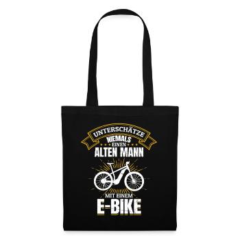 Unterschätze niemals einen Mann mit einem E-Bike - Stoffbeutel - Schwarz - Vorne