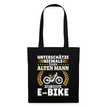 Unterschätze niemals einen Mann mit einem E-Bike - Stoffbeutel - Schwarz - Vorne