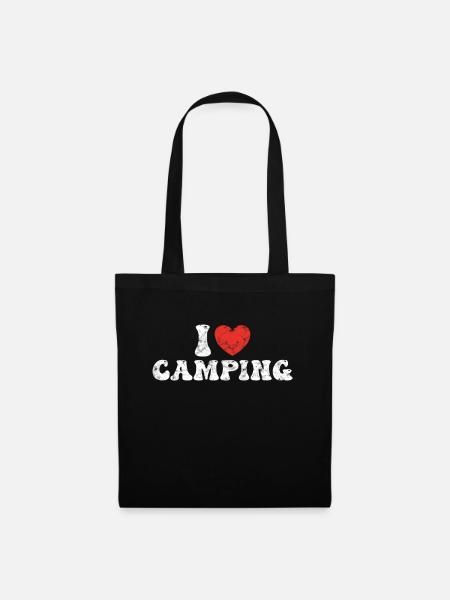 Ich liebe Camping - Stoffbeutel - Schwarz