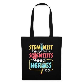 Denn auch männliche Wissenschaftler brauchen Helden MINT - Stoffbeutel - Schwarz - Vorne
