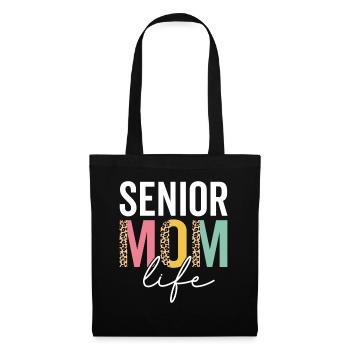 Senior Mama Leben Lustig Mama Leopard Senior Mama - Stoffbeutel - Schwarz - Vorne