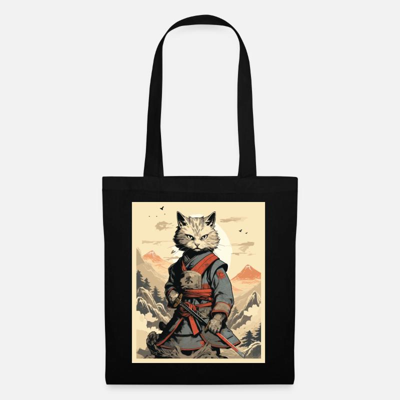 Japanese Cat Warrior - Stoffbeutel - Schwarz
