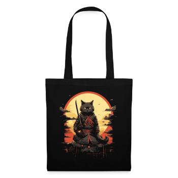 Guerrier chat japonais - Sac en tissu - noir - Devant