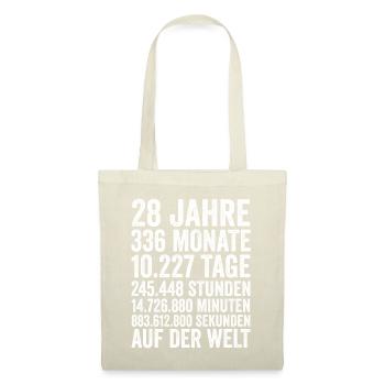 28 Jahre Achtundzwanzigster Geburtstag - Stoffbeutel - Natur - Vorne
