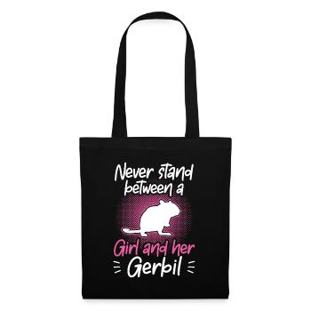 Fille et son rongeur gerbille Gerbille - Sac en tissu - noir - Devant