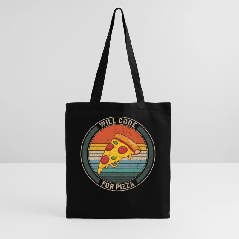 Programmer Shirt, Will Code For Pizza Tee, Funny Tote Bag