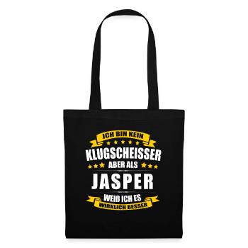 Name Jasper Vorname Klugscheisser Namenstag - Stoffbeutel - Schwarz - Vorne