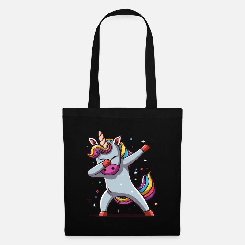 Dab Dabbing Unicorn Dabbendes Einhorn Tanz - Stoffbeutel - Schwarz