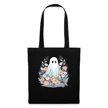 Halloween groovy Geist Hippie Blumen Vintage - Stoffbeutel - Schwarz - Vorne