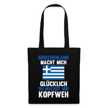 Griechen Grieche Griechenland - Stoffbeutel - Schwarz - Vorne