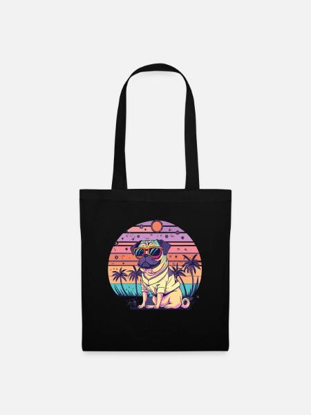 Mops Mops Hund Mops Geschenke Mops Sonnenbrille - Stoffbeutel - Schwarz