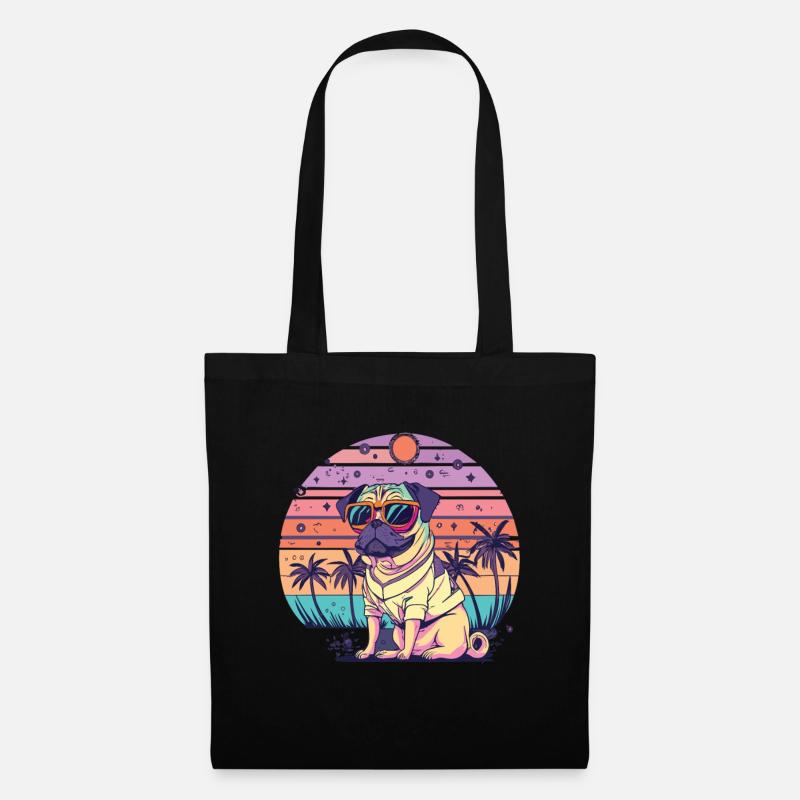 Mops Mops Hund Mops Geschenke Mops Sonnenbrille - Stoffbeutel - Schwarz