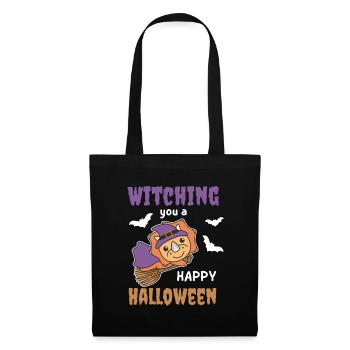 Triceratops Hexe Witching you a Happy Halloween - Stoffbeutel - Schwarz - Vorne