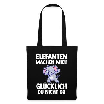 Elefant Elefanten - Stoffbeutel - Schwarz - Vorne
