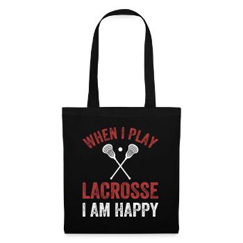 Lacrosse Player - When I Play Lacrosse I Am Happy - Tote Bag - black - Front