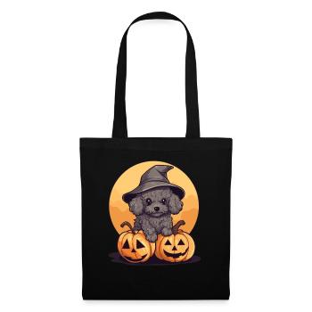 Halloween Witch Hat Pumpkin Dog Poodle - Sac en tissu - noir - Devant