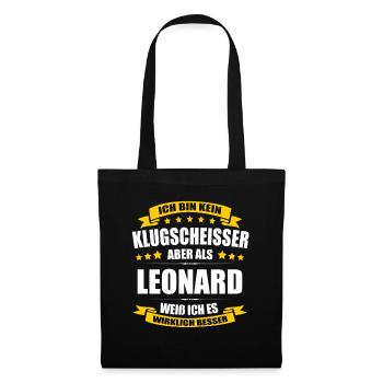 Name Leonard Vorname Klugscheisser Namenstag - Stoffbeutel - Schwarz - Vorne