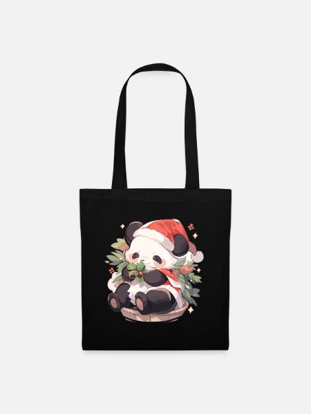 Panda Weihnachten Panda Pandas Panda Weihnachten - Stoffbeutel - Schwarz