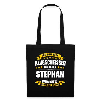 Name Stephan Vorname Klugscheisser Namenstag - Stoffbeutel - Schwarz - Vorne